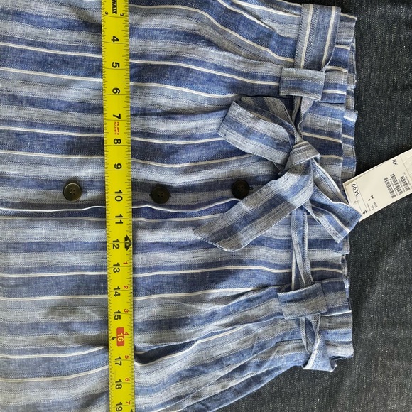 Linen blend blue striped skirt. - Picture 9 of 10